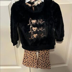 btween Black and Tan Love Pajama Set